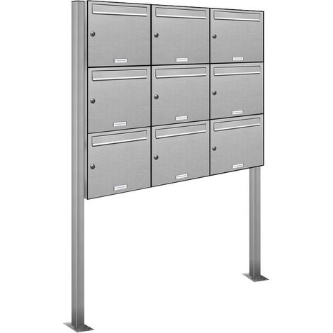 9er V2A Edelstahl Standbriefkasten Anlage Freistehend (1/5)