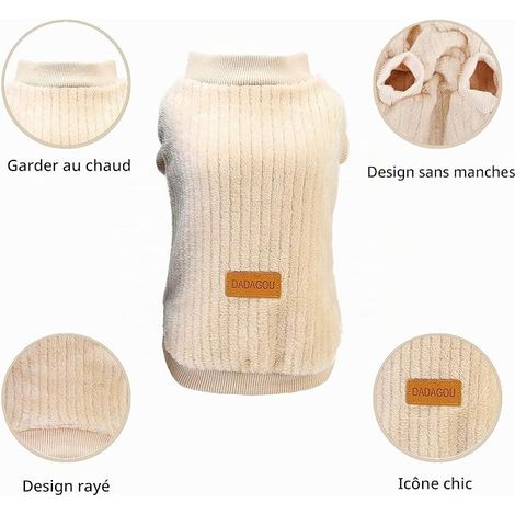 Vêtements chien Pull peluche animaux Pull chien Doux Épaississement Chaud Chemise chiots chiens Pull d'hiver chiot chiens chats abricot, XL (1/4)