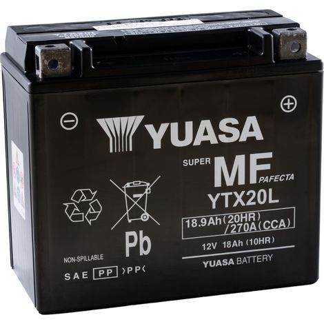 YUASA YTX20L BATTERIE MOTO 12 V 270 CCA AGM VRLA SANS ENTRETIEN YU-YTX20L(WC) (1/4)