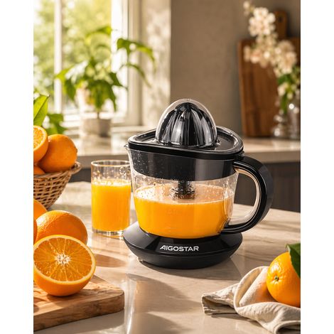 Presse-agrumes électrique Aigostar 40W 0.7L pour oranges citrons mandarines, extraction jus frais compact hygiénique pour maison et bébés