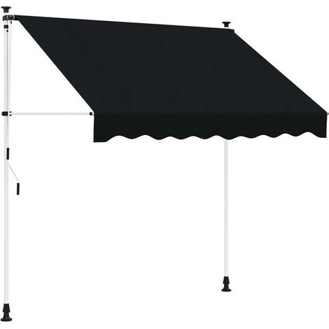 Store banne rétractable manuellement, noir, 150 cm