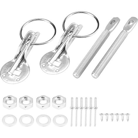 Kit de goupilles de verrouillage universelles pour capot de voiture de sport de course (argenté) (1/4)