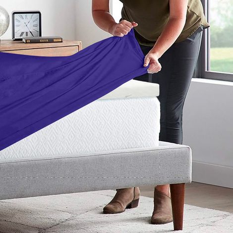 Lenzuolo Sotto 100% Cotone Per Materassi Alti Fino 30 Cm Avvolgente Lenzuola Con Angoli Elastici Singolo Matrimoniale Copri Topper Salvamaterasso Prugna - Matrimoniale