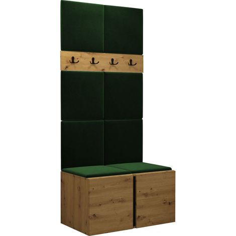 Conjunto para recibidor Pinis IV, Polo 889, 186x84x46cm, Tapiz, Aglomerado laminado, Colocada, Montada en la pared (1/5)