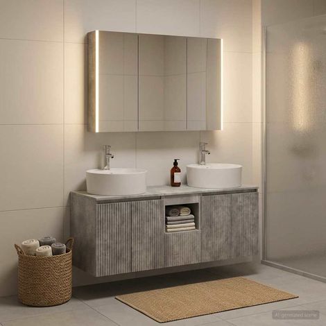 vidaXL Juego de Muebles de Baño 4 uds. Gris Hormigón (1/5)