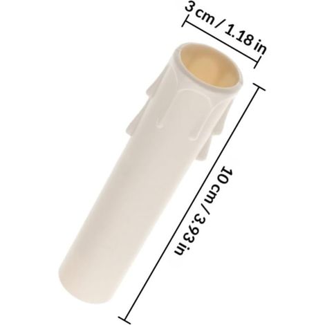 White Plastic Candle Sleeves, 10 Pieces, 3.00 x 12.00 cm, Anti-Drip Chandelier Socket Covers for Candle Holders and Home Use (1/5)