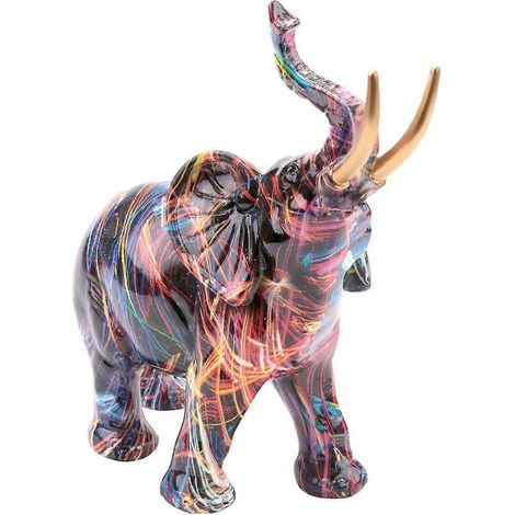 Sculpture d'éléphant en résine, graffiti peint, statue d'animal, décoration C-- (1/5)