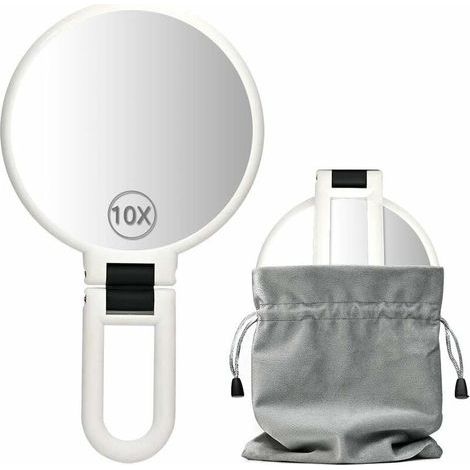 Miroir grossissant double face 10x/1x, 13 cm, argent – (1/5)