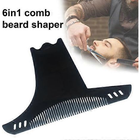 Peigne à barbe pour hommes 6 en 1, gabarit de mise en forme de la barbe et de la moustache, guide de coupe, outils de salon, accessoires de barbier ( ) (1/5)