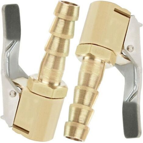 2 Pièces Embout de Gonflage,Embout Gonflage Pneu Voiture,Embout Gonfleur avec Clip,Gonflage Valve Clip Pince Connecteur Adaptateur,pour Valves de Pneu,en Laiton,8mm (1/4)