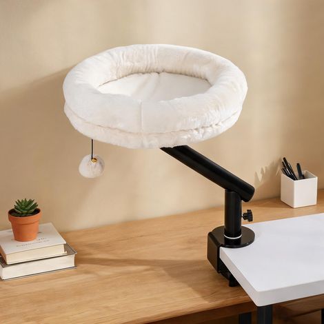 Lit suspendu pour chat en polyester blanc cassé avec rotation (1/5)