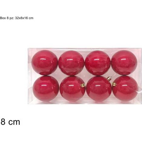 Palle di Natale 8 cm 8 pz Rosse Perlate Peraga Christmas