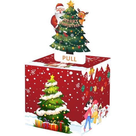Weihnachtsgeldkasse für Geldgeschenke, DIY-Weihnachtsgeldkassenkarte zum Herausziehen, lustige Überraschungsgeschenkbox für Geld, mit 30 transparenten Beuteln und einem Aufkleber (1/4)