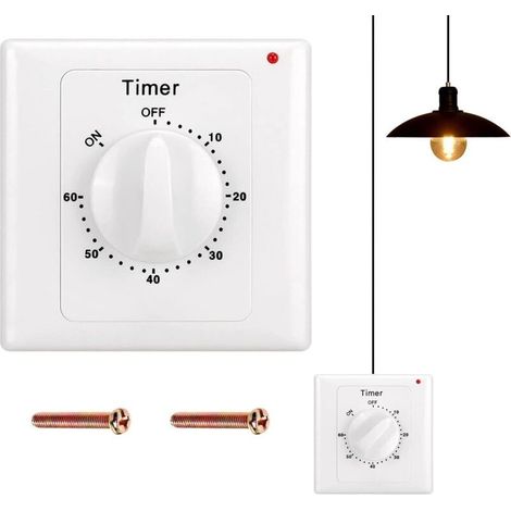 Countdown Switch: 60 Minute Timer Light Switch with Waterproof Surface Mount Timer for Bathroom Exhaust Fan (1/5)