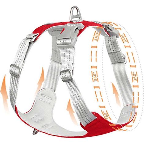 Harnais pour chien ajustable et respirant avec collier réfléchissant, sangle de sécurité et gilet en maille pour petits et moyens animaux (chiots et chats) - XL - Bleu (1/4)