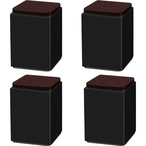 Rehausseur De Meuble - En Plastique Haute Résistance - Pour Pieds Carrés 6x6 Cm - Hauteur 10 Cm - Noir - Lot De 4 (1/3)