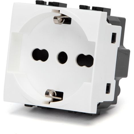 Presa Schuko bipasso 16A bianca compatibile anche con BTicino Livinglight