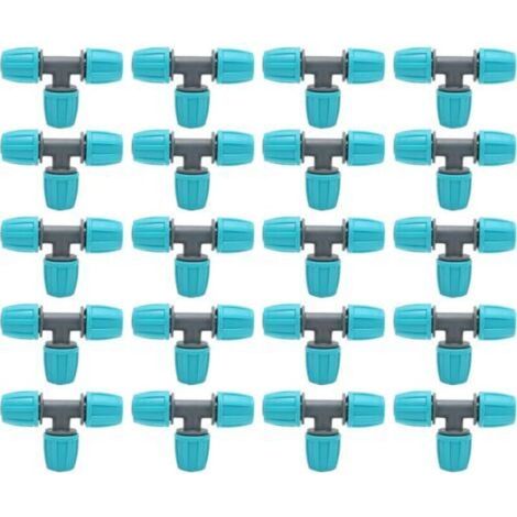 Ccykxa – Raccords en T barbelé 16mm – Lot de 20 connecteurs d'irrigation goutte à goutte – Étanchéité renforcée – Installation facile sans outil - 20pcs (1/5)