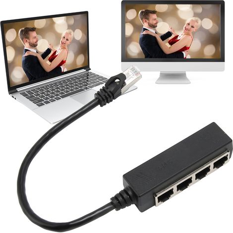 Câble séparateur RJ45 Ethernet, adaptateur diviseur ABS PCB pour ordinateur portable, connexion réseau double port (1/5)