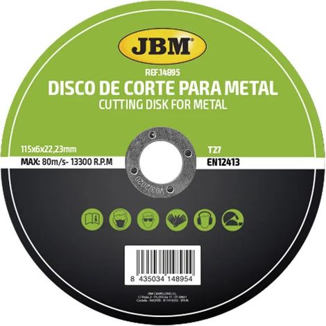 Disco da taglio JBM t27 diametro 115 mm spessore 6 mm