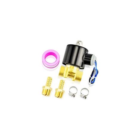 1/4" BSP 220V elektrisches Magnetventil aus Messing mit Schlauchanschluss, geeignet für geschlossene Systeme mit Wasser, Luft, Kraftstoff und Gas (1/5)