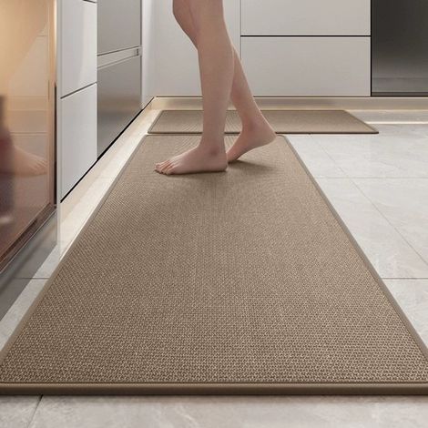 Tapis de cuisine antidérapant – 44x180 cm – Marron – Lavable – Dos caoutchouc – Séchage rapide – Couloir et buanderie (1/5)
