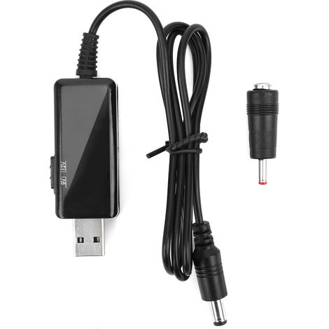 Câble d'alimentation USB vers CC pour routeur/batterie externe, convertisseur élévateur de tension 5 V vers 9 V/12 V, affichage numérique, longueur réglable, 5521 m. (1/5)