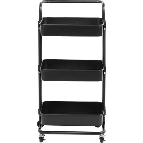 Chariot de rangement mobile 3 niveaux, étagère de stockage pour cuisine et salle de bains, noir (1/5)