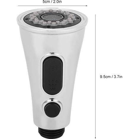 Grifo de cocina/ducha con cabezal extraíble, G1/2 pulgada, ABS galvanizado, 77 g, 5 cm de diámetro, con 2 modos de agua (chorro y ducha). (1/5)