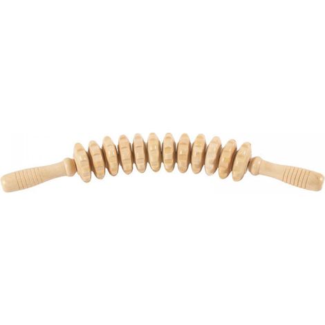 Bâton de massage à rouleau en bois, 12 tours (blanc) (1/5)