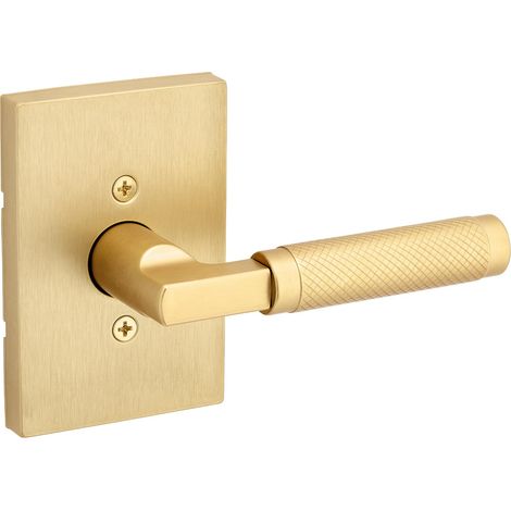 Poignée de porte factice moletée, levier simple face pour placards, portes doubles françaises et garde-manger, laiton satiné, levier intérieur réversible non tournant, avec protection (1/5)