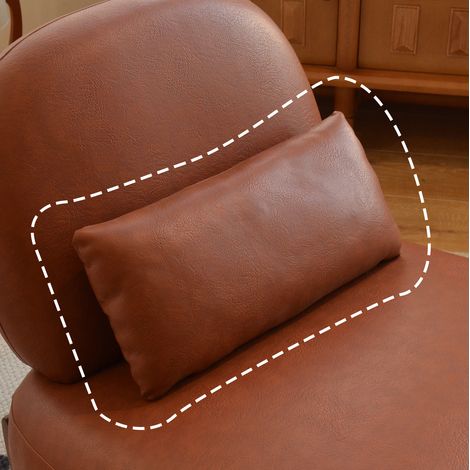 Fauteuil lounge marron en similicuir avec pieds en bois 86,9 x 72,1 x 69,9 cm OKWISH (1/5)