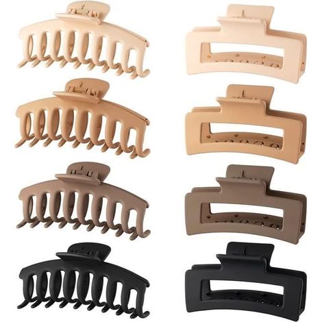 Grandes pinces à cheveux avec couleur différent, lot de 8 pinces à cheveux pour femmes et filles, pinces à cheveux à griffes mates (1/4)