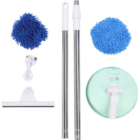 Brosse de lavage électrique sans fil télescopique poignée extensible têtes souples pour voiture carrelage sol vert (1/5)