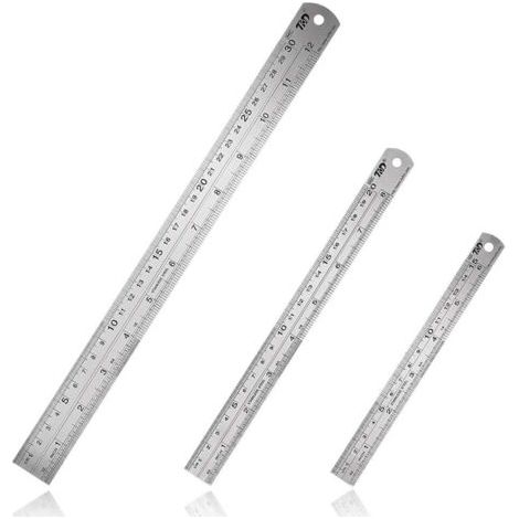Lot de 3 Règles en Acier Inoxyable 15cm 20cm 30cm, Réglet Droite Métrique et Impérial Double Face Règle de Mesure de Précision pour Enseignement Dessin d'Ingénierie
