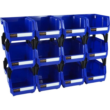 Etagère murale rangement outils, Organisateur de vis, Rangement Empilables Atelier Garage avec Panneaux Muraux, Étagère à tiroirs pour outils, Étagère à outils murale (bleu, 12) (1/5)