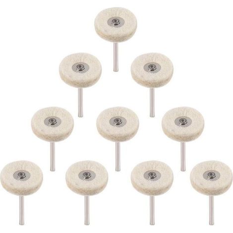 10Pcs Roue de polissage 25mm Laine Feutre Polissage Roues Foret Grinder Roues Brosses Outil Rotatif Avec Poignée (1/4)