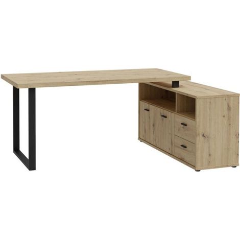 Bureau d'angle - GOLDSBORO - Chêne artisan / Noir - 124,2 x 181,5 x 74,1 cm (1/5)