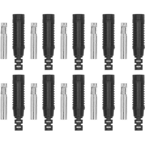 10er-Set Bananenbuchsen-Stecker aus Messing (PA-Buchse) mit Isolierschlauch, Presspassungsadapter J.10031Schwarz