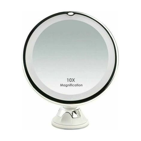 ALLIANDISMiroir Grossissant x10 avec Éclairage LED pour Voyage, Doté d'une Ventouse pour Fixation Murale et d'une Rotation à 360°, Idéal pour le Rasage et le Maquillage. (1/4)