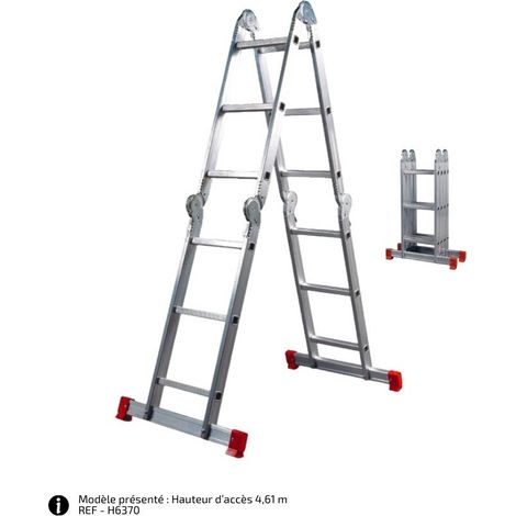 FACAL - Échelle Double Aluminium Articulée Multipostions H6 - Longueur déployée 3,71 m (1/5)