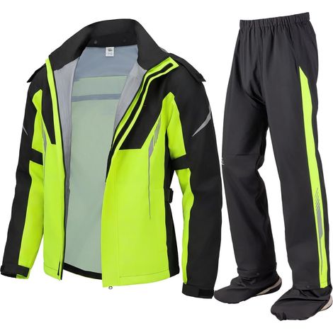 Combinaison de Pluie Moto Homme, 20000mm Imperméable Combinaison de Moto et Réfléchissante, Pantalon de Pluie Extérieur Blouson Léger pour Moto, Scooter, Touring (1/5)
