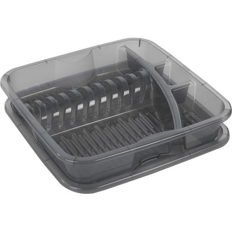 Geschirrabtropfer "Geometric" grau transparent mit Tablett (1/3)
