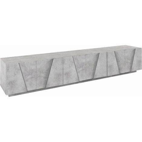 Dmora Mobile da soggiorno Porta TV, Made in Italy, Supporto per TV da salotto a 6 antine battenti con dettaglio, cm 244x44h46, colore Cemento scuro, con imballo rinforzato (1/5)