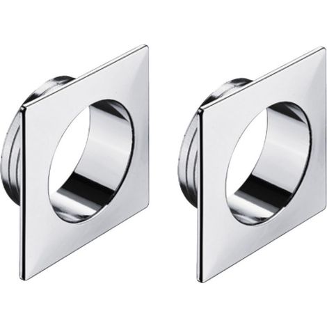2x quadratische Kunststoff-Druckknopfrosette für 19 mm Türstärke, Wohnwagen-Sicherheitsschloss, poliertes Chrom (1/3)