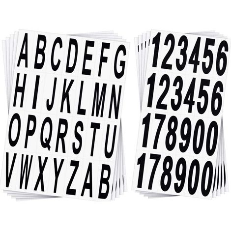 10 Sheets Mailbox Letter Number Stickers Black Vinyl Alphabet Number Decals for House Apartment Address Window Door Car Truck