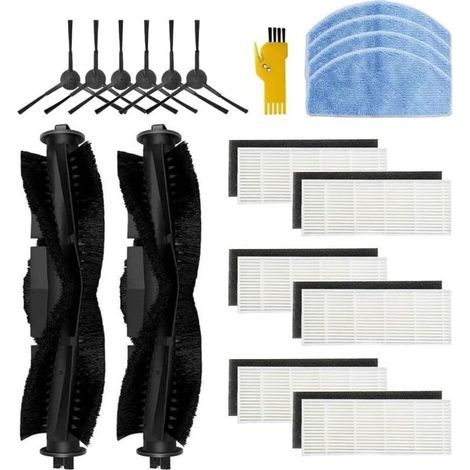 Kit de accesorios para aspiradora robot Tikom G8000 Pro G8000 Piezas de repuesto 18 paquetes 2 cepillos principales, 6 filtros, 6 cepillos laterales, 4 mopas (1/4)