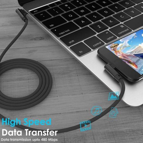 Cable Usb C - 1 M - Angle Droit 90 Degres - Charge Et Sync Rapide - Compatible Avec Appareils Usb C - 1 Piece (1/5)