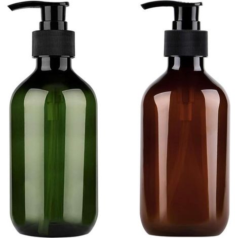 Distributeur de savon - 2 Pièces - 500 ML - Flacons pompes - PET - Vide Avec Pompe - Réutilisable - Rechargeable - Flacons pompes vides - Pour Après-shampooing, Gel douche et Lotion - Brun, Vert (1/5)