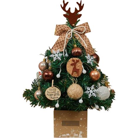 Mini Arbre De Noel Avec Bois De Cerf Guirlande Lumineuse Ajustable Decoration Table 50 Cm Beige-KZQ (1/5)